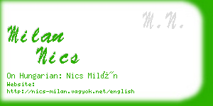 milan nics business card